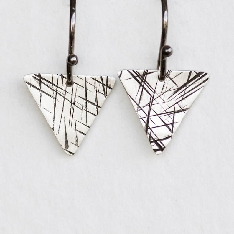 Triangle silver earrings, Geometric Sterling silver 925 earrings, minimalist earrings for her image 3