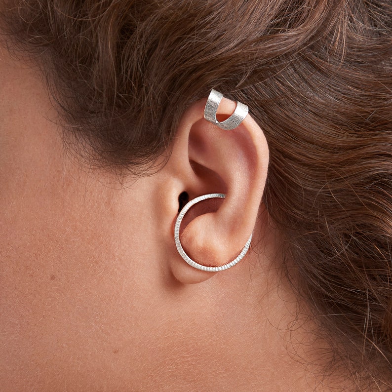 Illusion Hoop Earrings, Sterling Silver Contemporary Jewelry, Huggie Hoops, Lenti Jewelry image 3