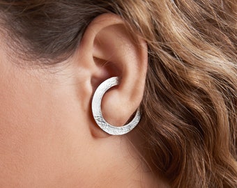Illusion Earrings, Cuff Earrings Silver, Unique Hoops Earrings, Unisex Earrings, Wrap Earrings, Lenti Jewelry