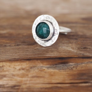 Green jade ring, verdite gemstone ring, green gemstone boho silver ring, Fairy Ring, image 6