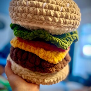 Giant Cheeseburger Crochet Pillow