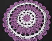 Violet white crochet doily-medium doily-Home decor-white crochet doilies-purple doily-violet crochet doily -Handmade tablecloth