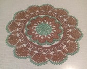 Crochet doily-Crochet doilies-Medium doily-Round doily-Home decor-Brown crochet doily-Turquoise crochet doily-Handmade-Handmade tablecloth
