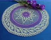 Crochet doily - Home decor - Purple crochet doilies - Light green crochet doily - Large doily - Mother 39 s Day - Handmade tablecloth