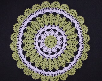 Salad white crochet doily-medium doily-Home decor-white crochet doilies-light green doily-salad crochet doily -Handmade tablecloth