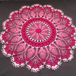 Large crochet doily 24,8 inches—Large doily—Home decor—purple gray crochet tablecloth-purple doily-Mother&#39;s Day—Handmade tablecloth