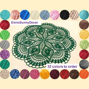 Emerald crochet doily-large doily-Home decor-Green crochet doilies-Mother&#39;s Day-Large tablecloth=Handmade-Handmade tablecloth