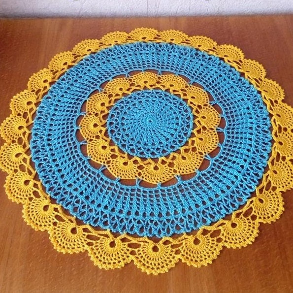 Crochet Doily Large Doily Home Decor Yellow Crochet Etsy