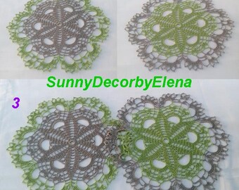 SALE!!! Crochet doily-Round doilies - Small doily - Home decor - Gray crochet doilies -Pistachio doily - Mother's Day - Handmade tablecloth