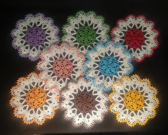 6 pieces Mini doilies   Crochet Flowers  Mini crochet doily  Small doilies round