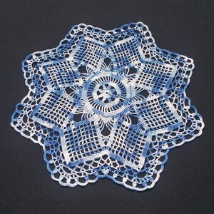 Blue crochet doily-Crochet doilies-medium doily-Round doily-Home decor-Color crochet doily-Melange doily-Handmade tablecloth