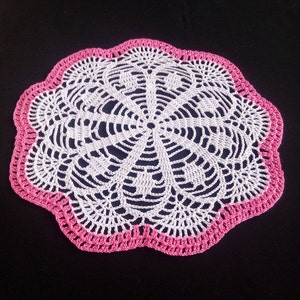 Crochet doily 10&quot; - small doily - Home decor - white crochet doilies - pink crochet doily -Mother&#39;s Day - Handmade - Handmade tablecloth