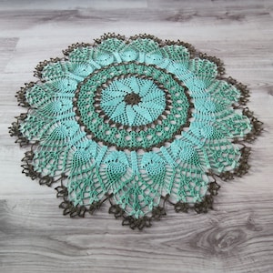 crochet doily 24,8 &quot;-round doily-turquoise green doily-Home decor-turquoise crochet doilies-Handmade doily-Handmade tablecloth