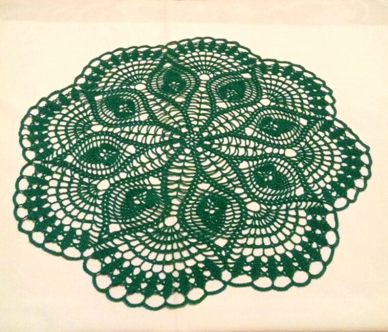 Emerald crochet doily-large doily-Home decor-Green crochet doilies-Mother/'s Day-Large tablecloth=Handmade-Handmade tablecloth