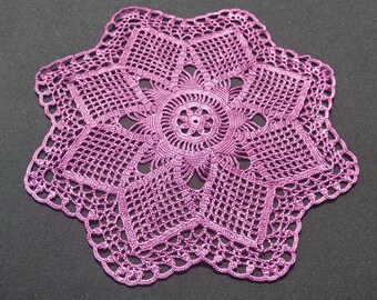 Burgundy crochet doily-Crochet doilies-medium doily-Round doily-Home decor-Color crochet doily-burgundy doily-Handmade tablecloth