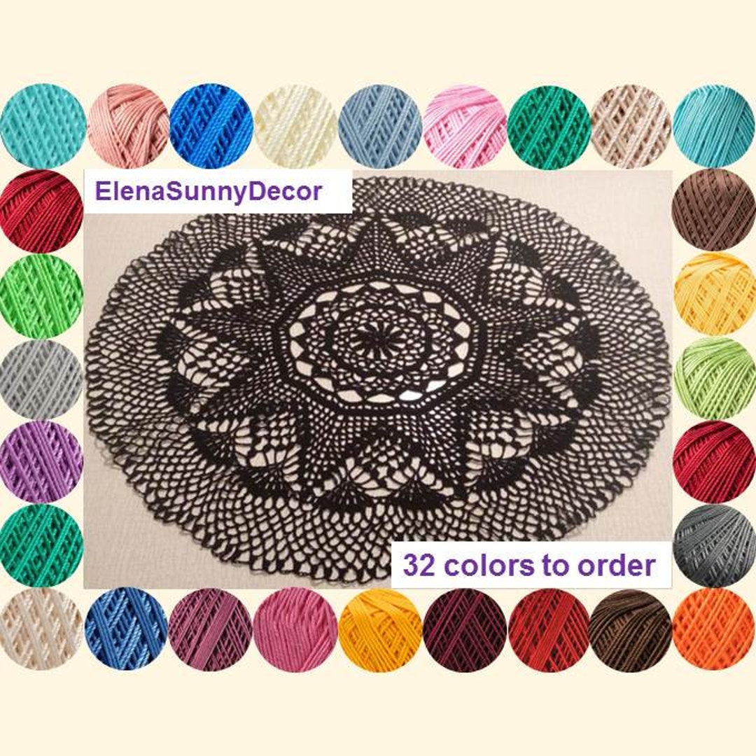 Black Crochet Doily Round Doilieslarge Doily Blackhome Etsy