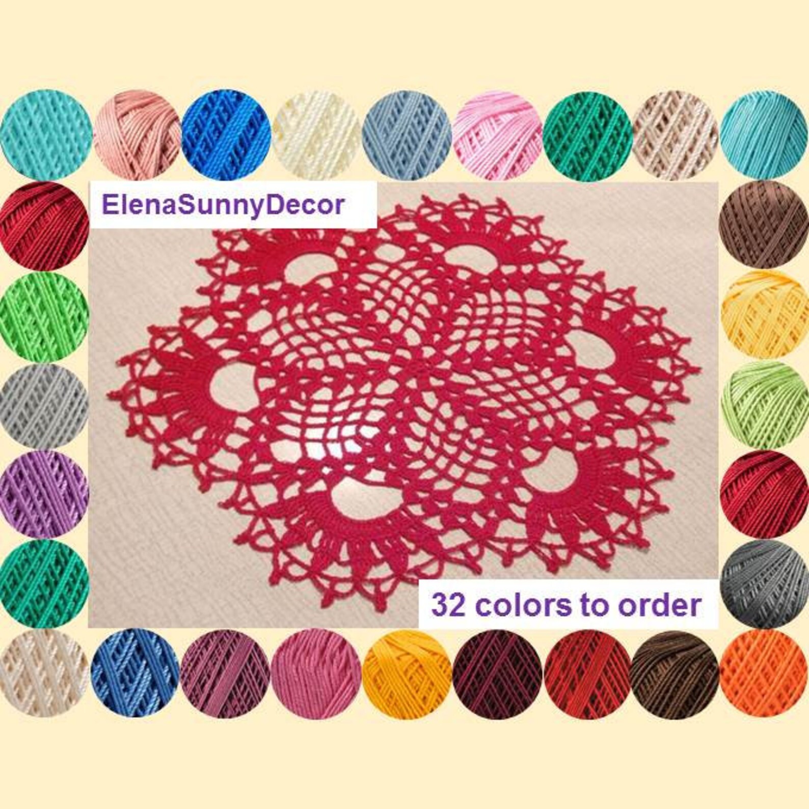 Crochet Doily Round Doilies Small Doily Home Decor Red Etsy