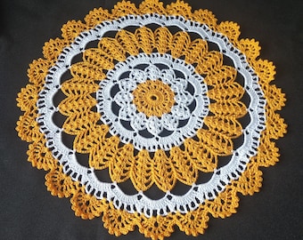 Yellow white crochet doily-medium doily-Home decor-white crochet doilies-purple doily-yellow crochet doily -Handmade tablecloth