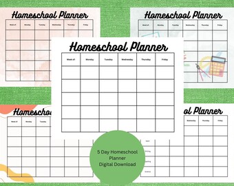 5 day Homeschool planner Digital Download