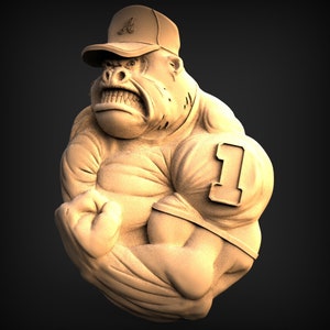 Muscle ape 3D STL-model, CNC-routergraveur, Artcam, Aspire, CNC-bestanden, hout, kunst, wanddecoratie, Cnc