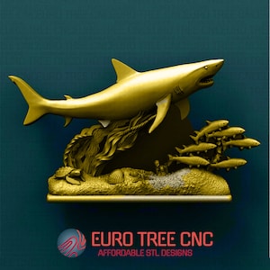 Shark  3D STL Model, CNC Router Engraver, Artcam, Aspire, CNC files, Wood, Art, Wall Decor, Cnc, Cutt3d