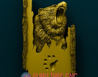 Roaring Bear 3D STL Model: CNC Router Engraver File