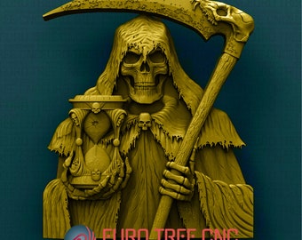 Grim Reaper 3D STL Model: CNC Router File for Wall Decor
