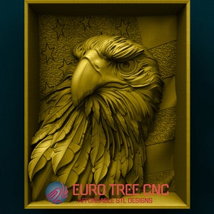 Eagle mural plaquette  3D STL Model, CNC Router Engraver, Artcam, Aspire, CNC files, Wood, Art, Wall Decor, Cnc, Cutt3d