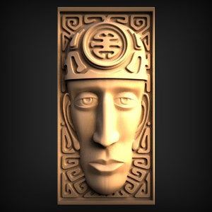 Máscara azteca 3D STL Modelo, grabador de enrutador CNC, Artcam, Aspire, archivos CNC, madera, arte, decoración de pared, Cnc, Cutt3d