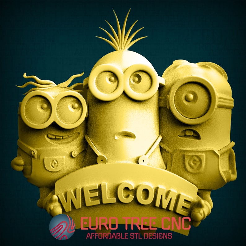 Minions Welcome 3D STL File for CNC Router (digital Download) - Etsy