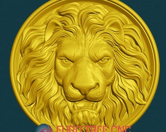 Lion Head 3D STL Model: CNC Router Engraver File (Digital Download)