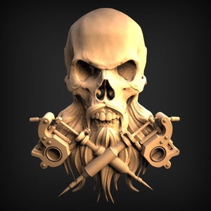 Tattoo skull model 3D STL Model, CNC Router Engraver, Artcam, Aspire, CNC files, Wood, Art, Wall Decor, Cnc, Cutt3d