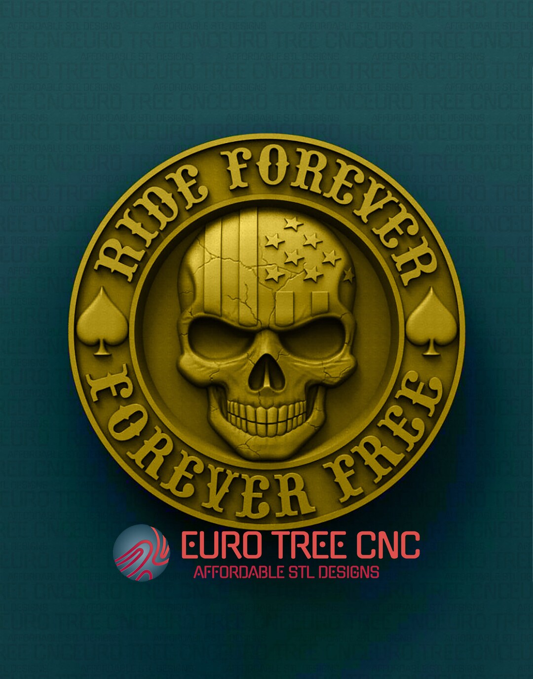 Biker Skull 'ride Forever' 3D STL Model: CNC Router Engraver File - Etsy