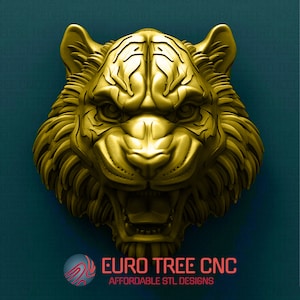 Tiger mural plaquette  3D STL Model, CNC Router Engraver, Artcam, Aspire, CNC files, Wood, Art, Wall Decor, Cnc, Cutt3d
