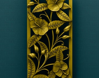 Floral Panel 3D STL Model: CNC Router Engraver File (Digital Download)