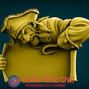 Pirate menu sign list 3D STL Model, CNC Router Engraver, Artcam, Aspire, CNC files, Wood, Art, Wall Decor, Cnc, Cutt3d