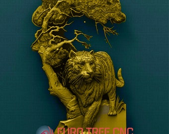 Tiger  3D STL Model, CNC Router Engraver, Artcam, Aspire, CNC files, Wood, Art, Wall Decor, Cnc, Cutt3d