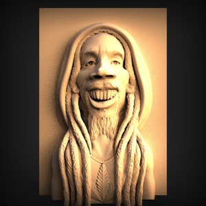 Bob Marley ganja 3D STL-Modell, CNC-Router Graveur, Artcam, Aspire, CNC-Dateien, Holz, Kunst, Wanddekor, Cnc
