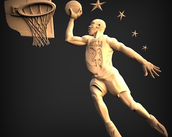 Basketball player 3D STL Model, CNC Router Engraver, Artcam, Aspire, CNC files, Wood, Art, Wall Decor, Cnc