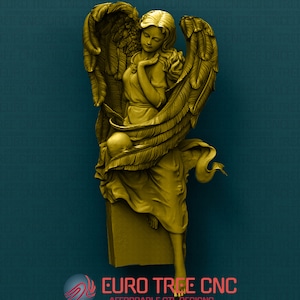 Angel with wings  3D STL Model, CNC Router Engraver, Artcam, Aspire, CNC files, Wood, Art, Wall Decor, Cnc, Cutt3d