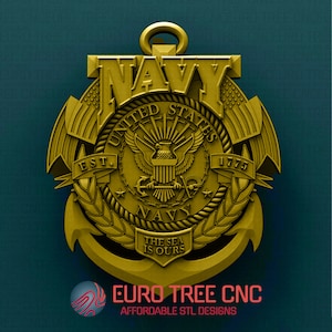 US Navy 3D stl Model, CNC Router Engraver, Artcam, Aspire, CNC files, Wood, Art, Wall Decor, Cnc, Cutt3d