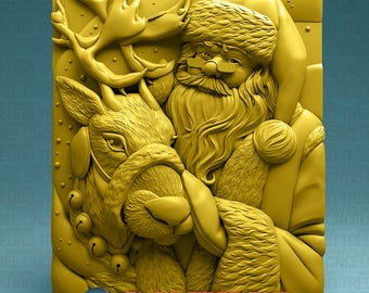 Santa & Rudolph Christmas 3D STL Model for CNC Router (Digital Download)