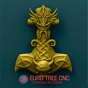 Celtic war hammer of Thor  3D STL Model, CNC Router Engraver, Artcam, Aspire, CNC files, Wood, Art, Wall Decor, Cnc, Cutt3d