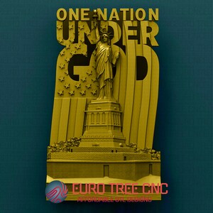 Statue of Liberty American flag  3D STL Model, CNC Router Engraver, Artcam, Aspire, CNC files, Wood, Art, Wall Decor, Cnc, Cutt3d