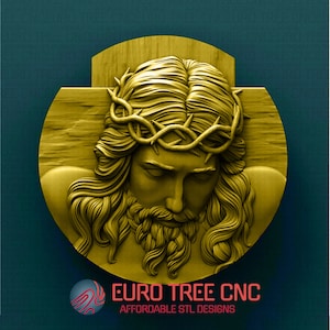 Jesus Christ head on crucifixion 3D STL Model, CNC Router Engraver, Artcam, Aspire, CNC files, Wood, Art, Wall Decor, Cnc, Cutt3d