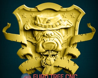 USMC Bulldog CNC Router File: Patriotic Wall Decor (STL)