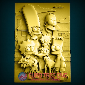 The Simpsons family 3D STL Model, CNC Router Engraver, Artcam, Aspire, CNC files, Wood, Art, Wall Decor, Cnc
