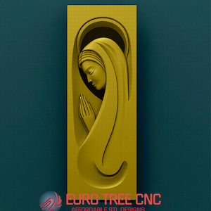 Vergine Maria che prega 3D STL Modello, CNC Router Engraver, Artcam, Aspire, file CNC, Legno, Arte, Decorazione murale, Cnc, Cutt3d