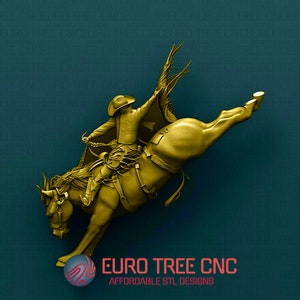 Cowboy rodeo 3D STL Model, CNC Router Engraver, Artcam, Aspire, CNC files, Wood, Art, Wall Decor, Cnc, Cutt3d