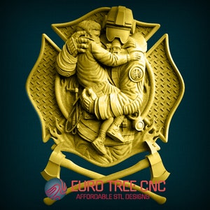 Firefighter rescue 3D STL Model, CNC Router Engraver, Artcam, Aspire, CNC files, Wood, Art, Wall Decor, Cnc